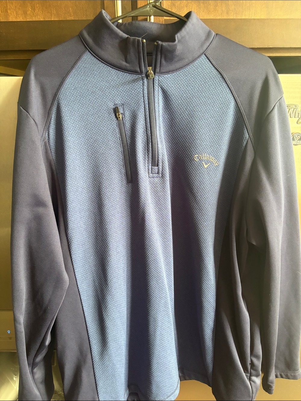 Callaway Navy and Dark Blue Zip Performance Pullover